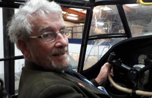 Roger in the Lancaster cockpit of S sugar, formerly the Scampton Gate Guardian